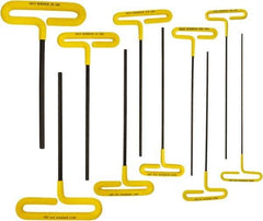Bondhus - 10 Piece T-Handle Cushion Grip Hex Key Set - Hex Range 3/32 to 3/8" - Apex Tool & Supply