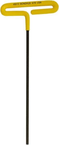 Bondhus - 3/16" Hex, T-Handle Cushion Grip, Hex Key - 248mm OAL, Inch System of Measurement - Apex Tool & Supply