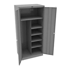 Tennsco - 6 Shelf Combination Storage Cabinet - Steel, 36" Wide x 24" Deep x 78" High, Medium Gray - Apex Tool & Supply