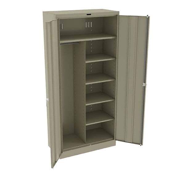 Tennsco - 6 Shelf Combination Storage Cabinet - Steel, 36" Wide x 18" Deep x 78" High, Sand - Apex Tool & Supply