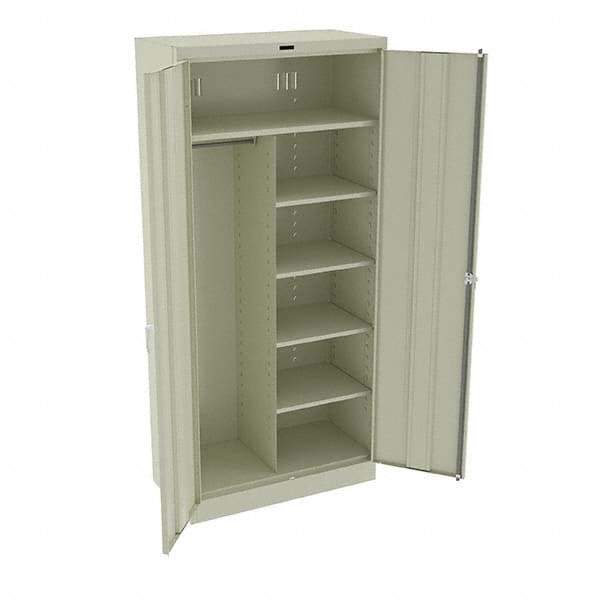 Tennsco - 6 Shelf Combination Storage Cabinet - Steel, 36" Wide x 18" Deep x 78" High, Champagne/Putty - Apex Tool & Supply