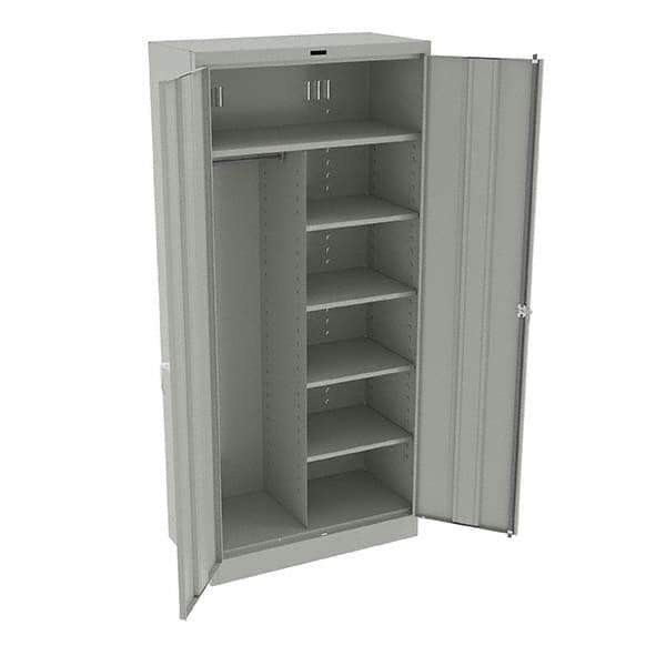 Tennsco - 6 Shelf Combination Storage Cabinet - Steel, 36" Wide x 18" Deep x 78" High, Light Gray - Apex Tool & Supply