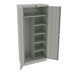 Tennsco - 6 Shelf Combination Storage Cabinet - Steel, 36" Wide x 18" Deep x 78" High, Light Gray - Apex Tool & Supply