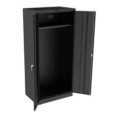 Tennsco - 2 Shelf Wardrobe Storage Cabinet - Steel, 36" Wide x 24" Deep x 78" High, Black - Apex Tool & Supply