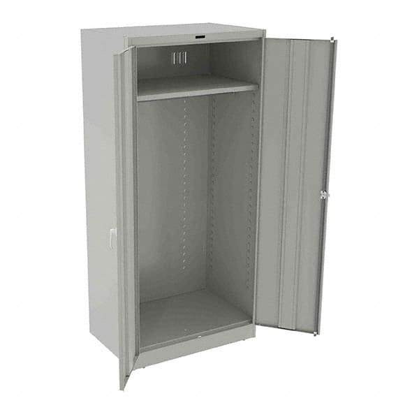 Tennsco - 2 Shelf Wardrobe Storage Cabinet - Steel, 36" Wide x 24" Deep x 78" High, Light Gray - Apex Tool & Supply
