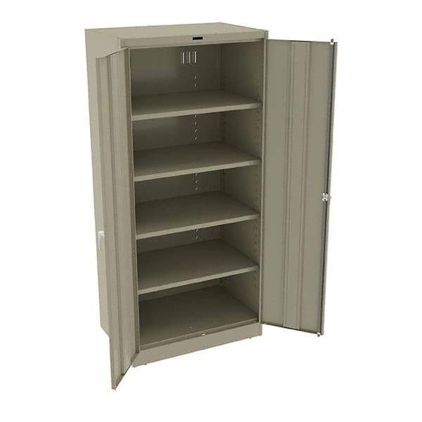 Tennsco - 5 Shelf Locking Storage Cabinet - Steel, 36" Wide x 24" Deep x 78" High, Sand - Apex Tool & Supply