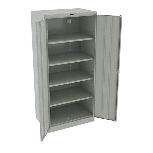 Tennsco - 5 Shelf Locking Storage Cabinet - Steel, 36" Wide x 24" Deep x 78" High, Light Gray - Apex Tool & Supply