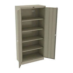 Tennsco - 5 Shelf Locking Storage Cabinet - Steel, 36" Wide x 18" Deep x 78" High, Sand - Apex Tool & Supply