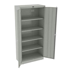 Tennsco - 5 Shelf Locking Storage Cabinet - Steel, 36" Wide x 18" Deep x 78" High, Light Gray - Apex Tool & Supply