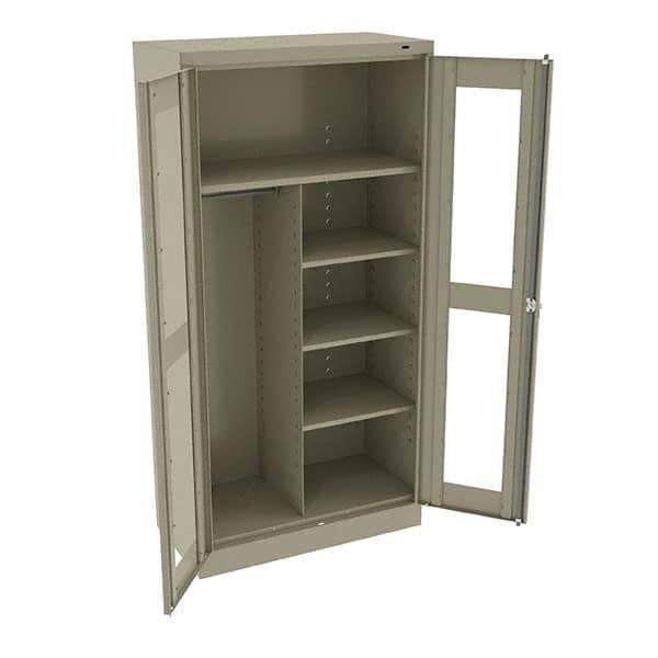 Tennsco - 6 Shelf Combination Storage Cabinet - Steel, 36" Wide x 18" Deep x 72" High, Sand - Apex Tool & Supply