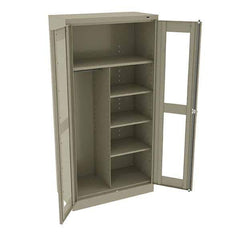 Tennsco - 6 Shelf Combination Storage Cabinet - Steel, 36" Wide x 18" Deep x 72" High, Sand - Apex Tool & Supply