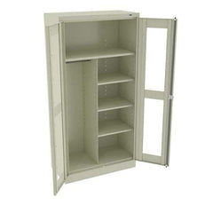 Tennsco - 6 Shelf Combination Storage Cabinet - Steel, 36" Wide x 18" Deep x 72" High, Champagne/Putty - Apex Tool & Supply