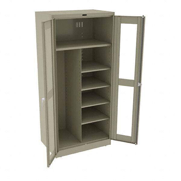 Tennsco - 6 Shelf Combination Storage Cabinet - Steel, 36" Wide x 24" Deep x 78" High, Sand - Apex Tool & Supply