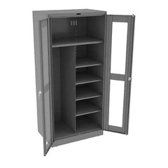 Tennsco - 6 Shelf Combination Storage Cabinet - Steel, 36" Wide x 24" Deep x 78" High, Medium Gray - Apex Tool & Supply
