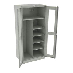 Tennsco - 6 Shelf Combination Storage Cabinet - Steel, 36" Wide x 24" Deep x 78" High, Light Gray - Apex Tool & Supply