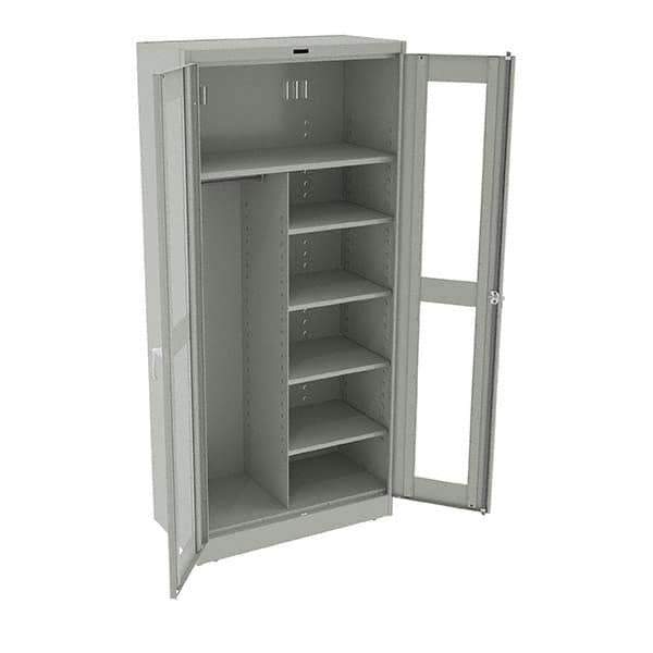 Tennsco - 6 Shelf Combination Storage Cabinet - Steel, 36" Wide x 18" Deep x 78" High, Light Gray - Apex Tool & Supply