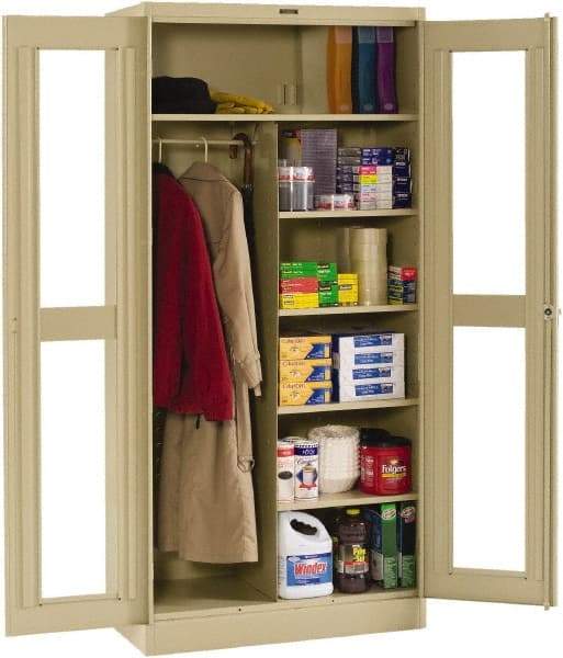 Tennsco - 6 Shelf Combination Storage Cabinet - Steel, 36" Wide x 18" Deep x 78" High, Medium Gray - Apex Tool & Supply