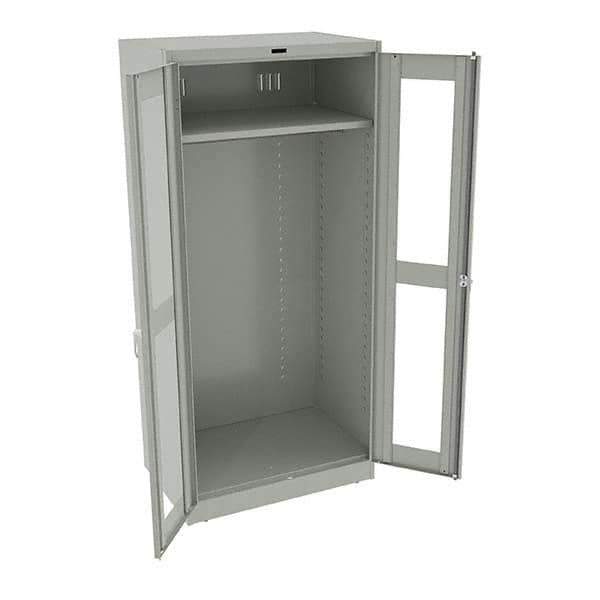 Tennsco - 2 Shelf Wardrobe Storage Cabinet - Steel, 36" Wide x 24" Deep x 78" High, Light Gray - Apex Tool & Supply
