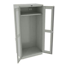 Tennsco - 2 Shelf Wardrobe Storage Cabinet - Steel, 36" Wide x 24" Deep x 78" High, Light Gray - Apex Tool & Supply
