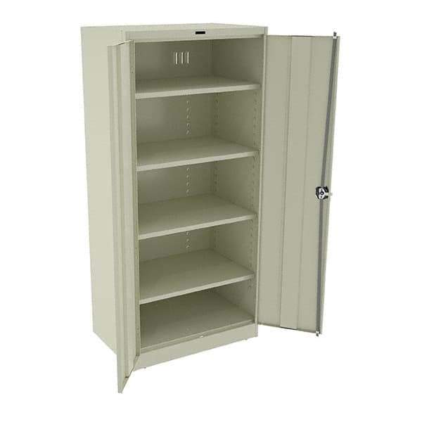 Tennsco - 5 Shelf Locking Storage Cabinet - Steel, 36" Wide x 24" Deep x 78" High, Champagne/Putty - Apex Tool & Supply