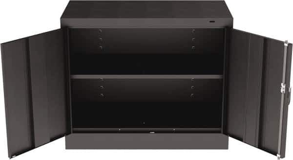 Tennsco - 2 Shelf Locking Storage Cabinet - Steel, 36" Wide x 18" Deep x 30" High, Black - Apex Tool & Supply