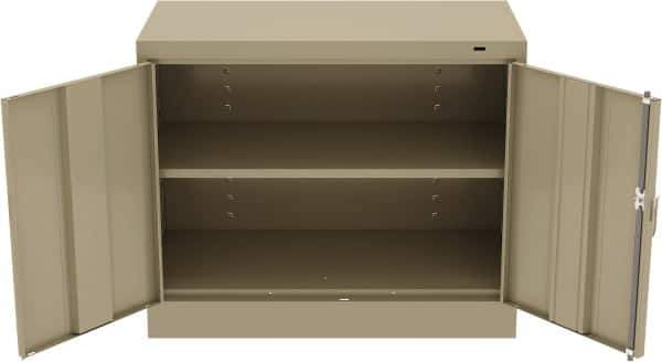 Tennsco - 2 Shelf Locking Storage Cabinet - Steel, 36" Wide x 18" Deep x 30" High, Sand - Apex Tool & Supply