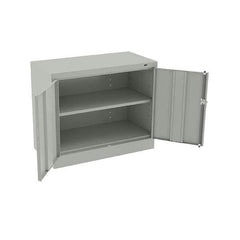 Tennsco - 2 Shelf Locking Storage Cabinet - Steel, 36" Wide x 18" Deep x 30" High, Light Gray - Apex Tool & Supply