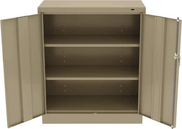 Tennsco - 3 Shelf Locking Storage Cabinet - Steel, 36" Wide x 18" Deep x 42" High, Sand - Apex Tool & Supply
