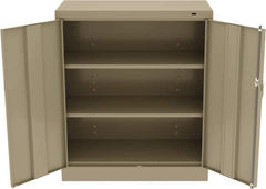 Tennsco - 3 Shelf Locking Storage Cabinet - Steel, 36" Wide x 18" Deep x 42" High, Sand - Apex Tool & Supply