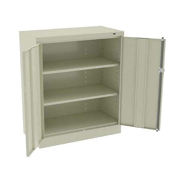 Tennsco - 3 Shelf Locking Storage Cabinet - Steel, 36" Wide x 18" Deep x 42" High, Champagne/Putty - Apex Tool & Supply