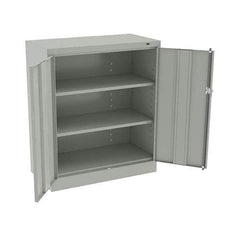 Tennsco - 3 Shelf Locking Storage Cabinet - Steel, 36" Wide x 18" Deep x 42" High, Light Gray - Apex Tool & Supply