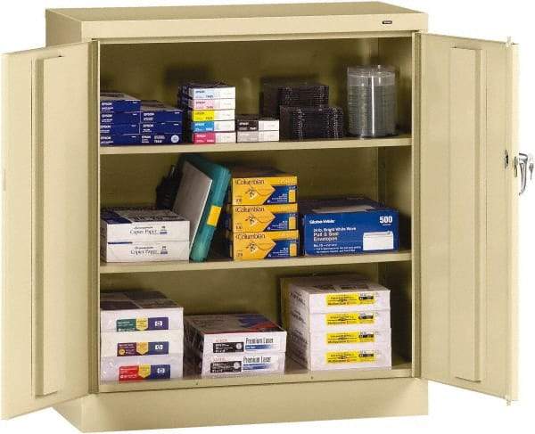Tennsco - 3 Shelf Locking Storage Cabinet - Steel, 36" Wide x 18" Deep x 42" High, Medium Gray - Apex Tool & Supply
