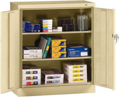 Tennsco - 3 Shelf Locking Storage Cabinet - Steel, 36" Wide x 18" Deep x 42" High, Medium Gray - Apex Tool & Supply