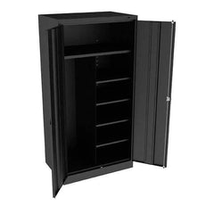 Tennsco - 6 Shelf Combination Storage Cabinet - Steel, 36" Wide x 24" Deep x 72" High, Black - Apex Tool & Supply