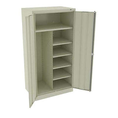Tennsco - 6 Shelf Combination Storage Cabinet - Steel, 36" Wide x 24" Deep x 72" High, Champagne/Putty - Apex Tool & Supply