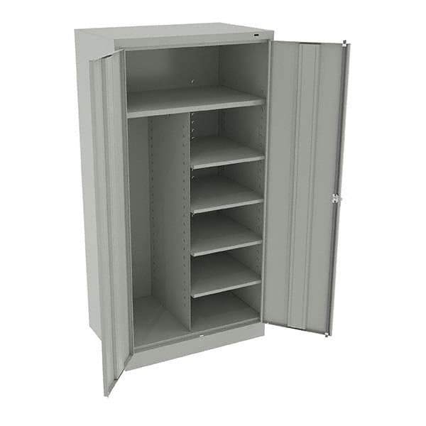 Tennsco - 6 Shelf Combination Storage Cabinet - Steel, 36" Wide x 24" Deep x 72" High, Light Gray - Apex Tool & Supply