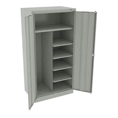 Tennsco - 6 Shelf Combination Storage Cabinet - Steel, 36" Wide x 24" Deep x 72" High, Light Gray - Apex Tool & Supply