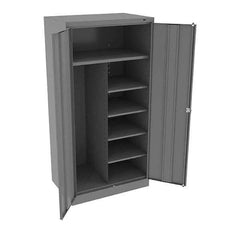 Tennsco - 6 Shelf Combination Storage Cabinet - Steel, 36" Wide x 24" Deep x 72" High, Medium Gray - Apex Tool & Supply
