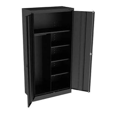 Tennsco - 6 Shelf Combination Storage Cabinet - Steel, 36" Wide x 18" Deep x 72" High, Black - Apex Tool & Supply