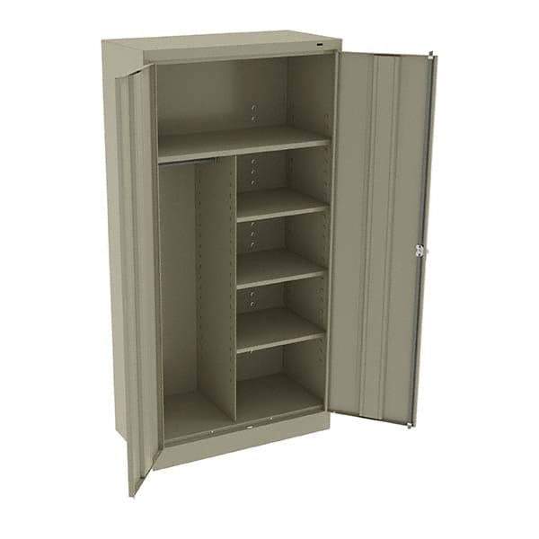 Tennsco - 6 Shelf Combination Storage Cabinet - Steel, 36" Wide x 18" Deep x 72" High, Sand - Apex Tool & Supply