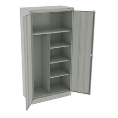 Tennsco - 6 Shelf Combination Storage Cabinet - Steel, 36" Wide x 18" Deep x 72" High, Light Gray - Apex Tool & Supply
