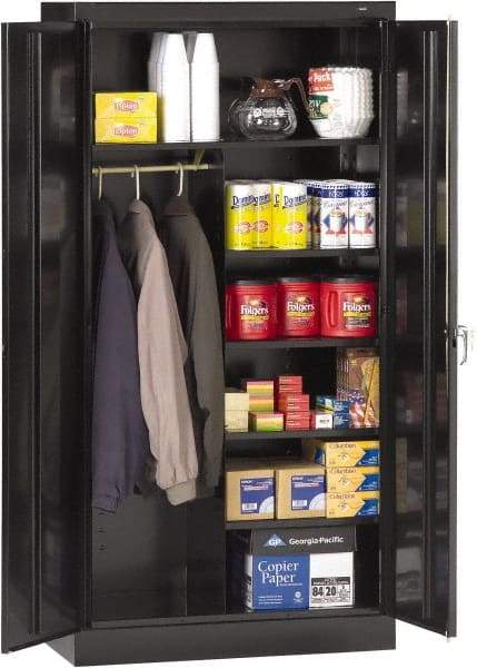 Tennsco - 6 Shelf Combination Storage Cabinet - Steel, 36" Wide x 18" Deep x 72" High, Medium Gray - Apex Tool & Supply