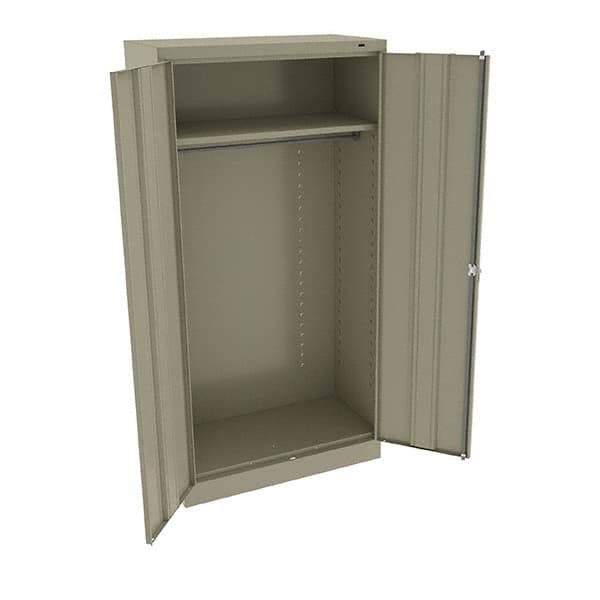 Tennsco - 2 Shelf Wardrobe Storage Cabinet - Steel, 36" Wide x 18" Deep x 72" High, Sand - Apex Tool & Supply