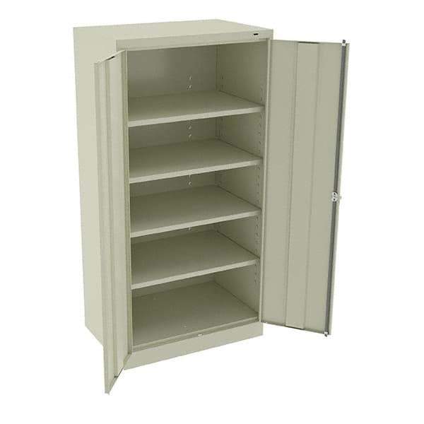 Tennsco - 5 Shelf Locking Storage Cabinet - Steel, 36" Wide x 24" Deep x 72" High, Champagne/Putty - Apex Tool & Supply