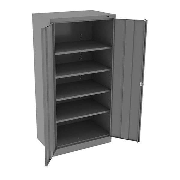 Tennsco - 5 Shelf Locking Storage Cabinet - Steel, 36" Wide x 24" Deep x 72" High, Medium Gray - Apex Tool & Supply