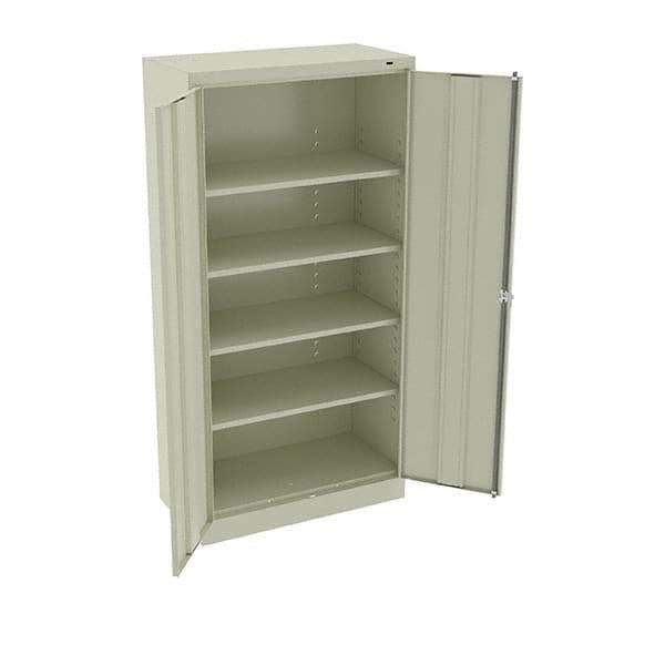 Tennsco - 5 Shelf Locking Storage Cabinet - Steel, 36" Wide x 18" Deep x 72" High, Champagne/Putty - Apex Tool & Supply