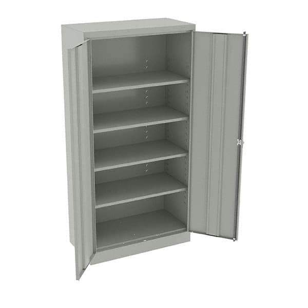 Tennsco - 5 Shelf Locking Storage Cabinet - Steel, 36" Wide x 18" Deep x 72" High, Light Gray - Apex Tool & Supply