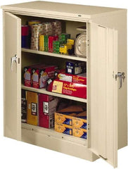 Tennsco - 3 Shelf Locking Storage Cabinet - Steel, 36" Wide x 24" Deep x 42" High, Champagne/Putty - Apex Tool & Supply