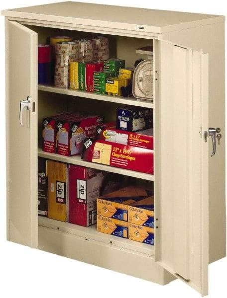 Tennsco - 3 Shelf Locking Storage Cabinet - Steel, 36" Wide x 24" Deep x 42" High, Medium Gray - Apex Tool & Supply