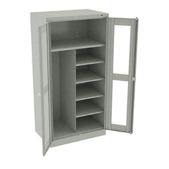 Tennsco - 6 Shelf Combination Storage Cabinet - Steel, 36" Wide x 24" Deep x 72" High, Light Gray - Apex Tool & Supply
